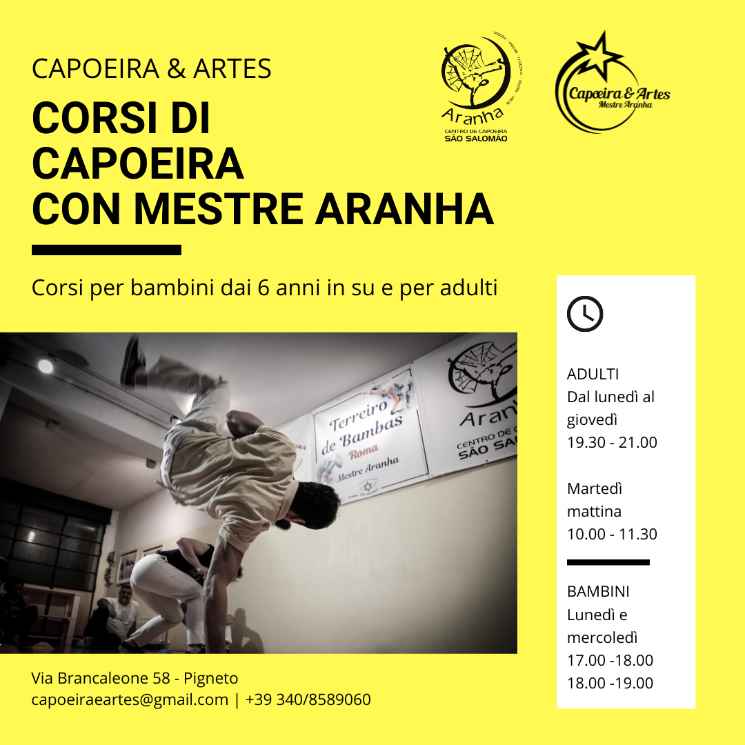 capoeira a roma con mestre Aranha: corsi per bambini e adulti